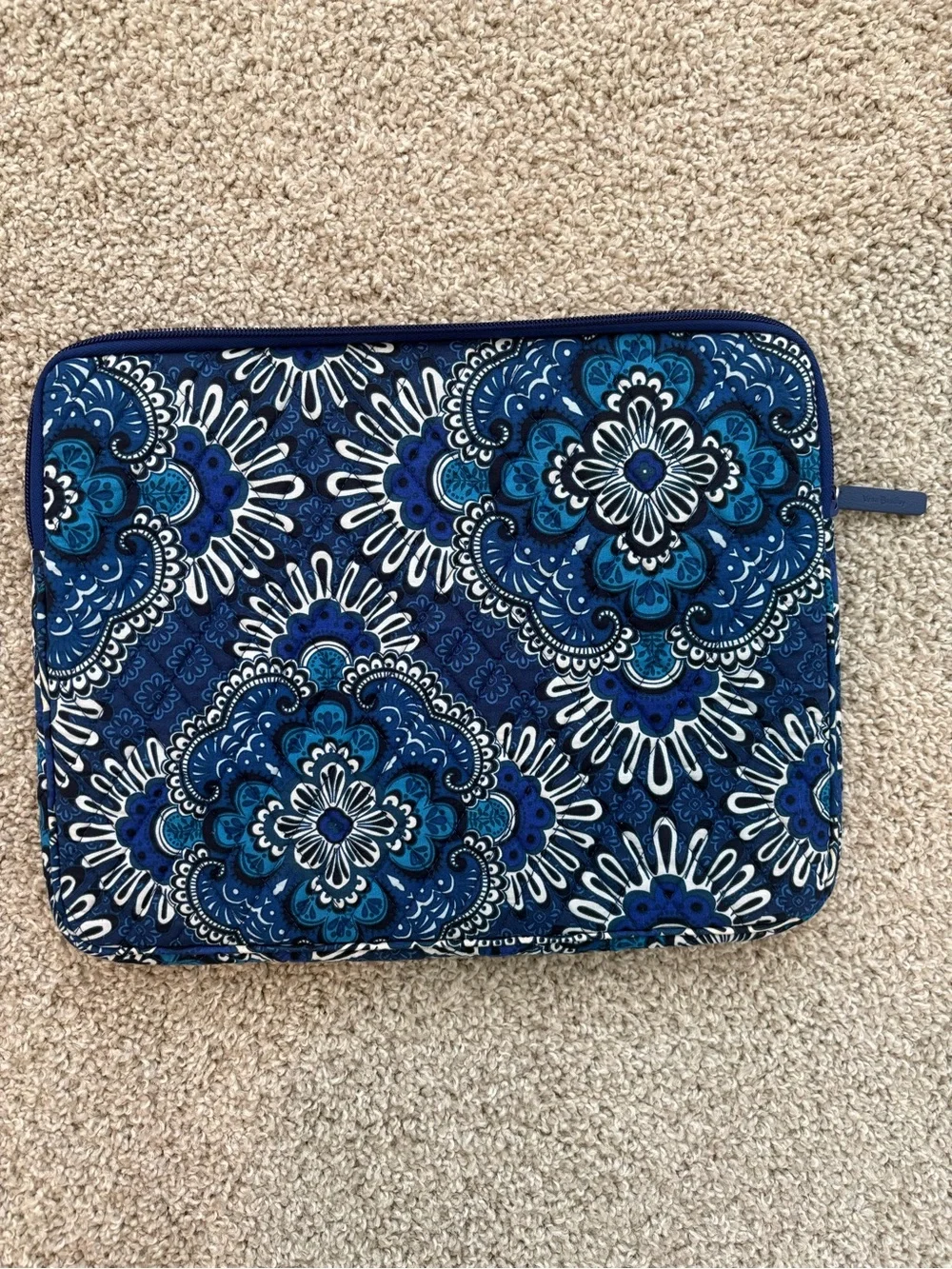 Vera Bradley Navy and Turquoise Medallion Quilted Tablet Sleeve